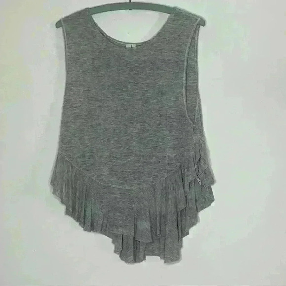 Free People Uptown Ruffle Tank in Grey Heather sz small - Picture 3 of 7